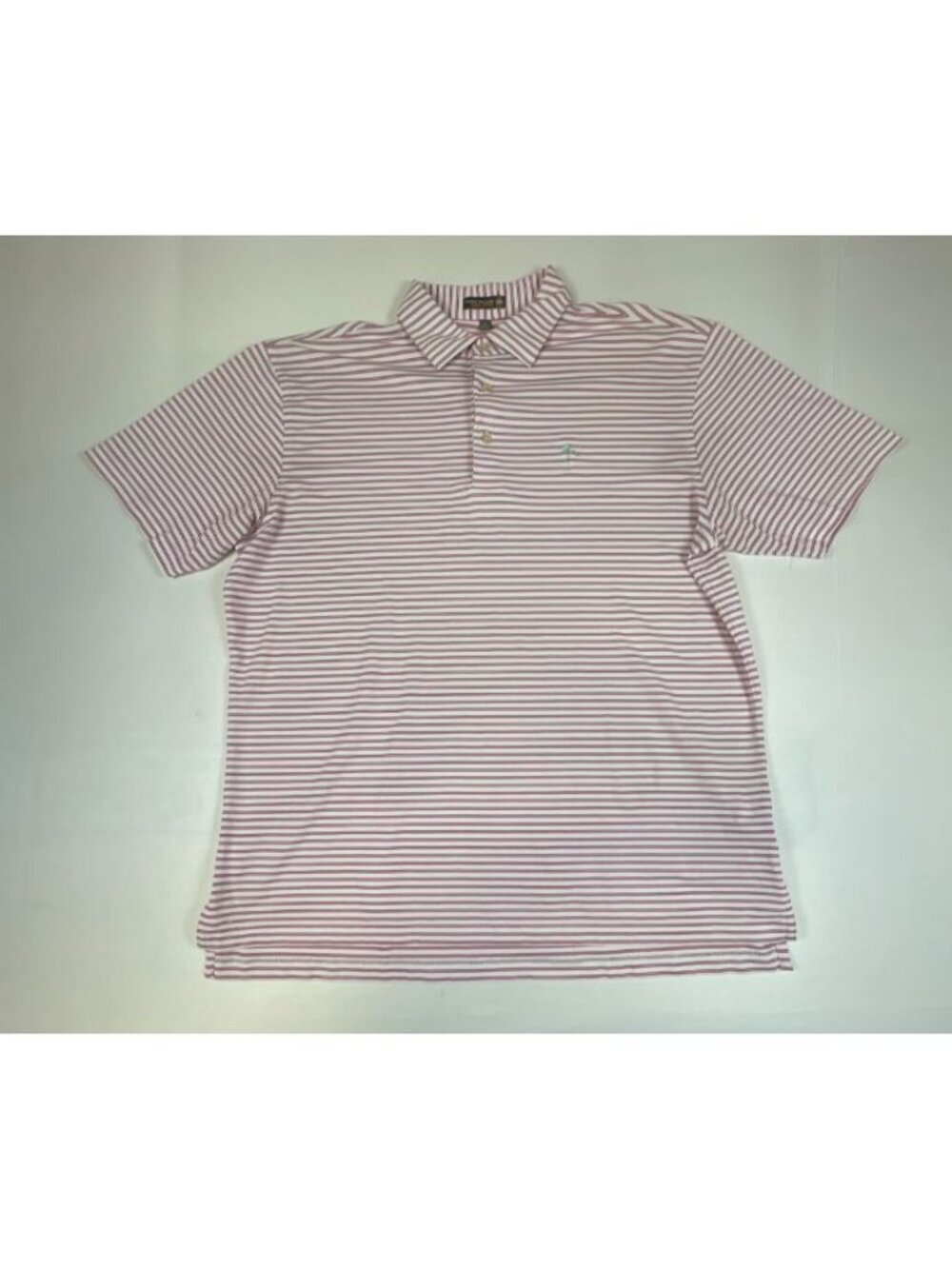 Peter Millar Men’s Large Red White Striped Summer Comfort Polo Shirt Golf